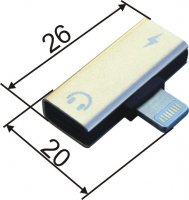 USB-0363-G_prom   Rozdzielacz do Iphone Lightning 2w1 na słuchawki i ładowarkę - adapter złoty