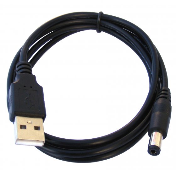 Kabel połączeniowy wtyk USB A - wtyk DC 2,1/5,5; 1,2m