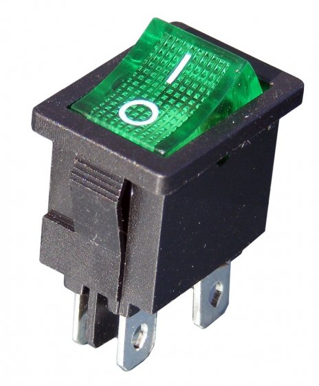 Przełącznik klawiszowy MRS-201 podświetlany 12V 4-pin zielony