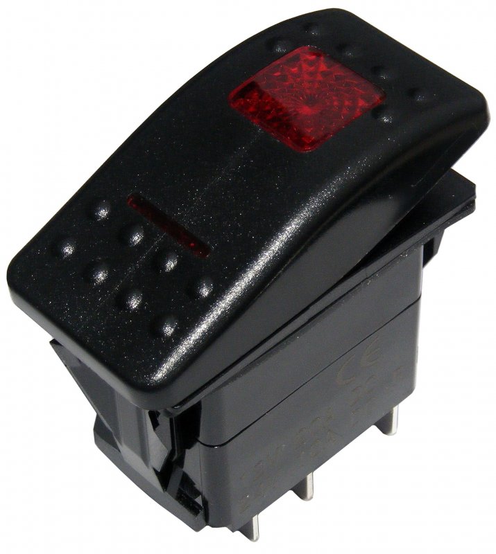 Przełącznik carling chwilowy (ON)-OFF 4-pin 2 LED czerwone