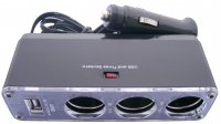 SAM-WF-0096   Rozgałęziacz zapalniczki samochodowej ×3 z gn. USB