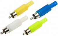 ZL-0217-b-g-y-w   Wtyk RCA ×100szt.; plastik; srebrny niebieski+zielony+żółty+biały