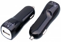 LAD-S-USB-1GN-bk   Zasilacz-ładowarka samochodowa 5V/1A-1.5A, gniazdo USB czarna
