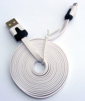 USB-0245-2m-WH   Kabel połączeniowy USB - micro USB; 2m płaski; biały