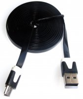 USB-0245-2m-BK   Kabel połączeniowy USB - micro USB; 2m płaski; czarny