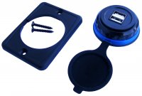 SAM-0452-Blue   Ładowarka montażowa 2 gn. USB  5V 3.1A - niebieska