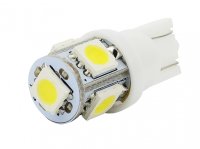 OS-LED-0881   Żarówka LED 12V W5W T10 5-LED biała
