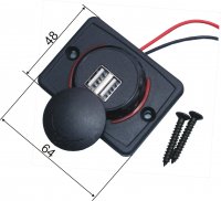 SAM-0452NEW-Red   Ładowarka montażowa 2 gn. USB  5V 3.1A - mini czerwona