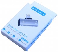 USB-0363-BK   Rozdzielacz Lightning 2w1 na słuchawki i ładowarkę - adapter czarny