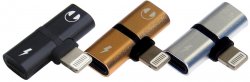 USB-0363-G   Rozdzielacz Lightning 2w1 na słuchawki i ładowarkę - adapter złoty
