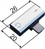 USB-0363-S   Rozdzielacz do Iphone Lightning 2w1 na słuchawki i ładowarkę - adapter srebrny