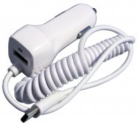 LAD-090-WH   Ładowarka samochodowa  5V/2.1A wt. USB typ C & gn. USB A