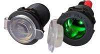 SAM-0136-G_prom   Gniazdo zapalniczki montażowe hermetyczne podświetlane zielona LED