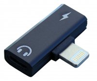 USB-0363-BK_prom   Rozdzielacz Lightning 2w1 na słuchawki i ładowarkę - adapter czarny