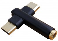 USB-0343-BK_prom   Adapter wtyk USB typ C/gniazdo jack 3,5mm + gniazdo USB typ C