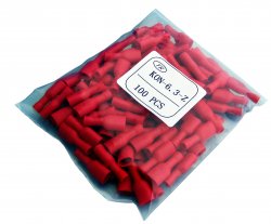 KON-6.3-Z-PVC-RED   Konektor żeński 6,3 izolowany czerwony ×100szt.