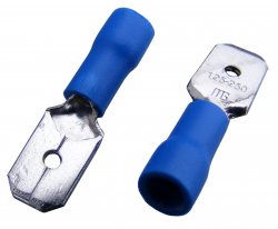 KON-6.3-M-PVC-BLU   Konektor męski 6,3 izolowany niebieski x 100szt.
