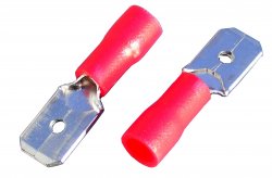 KON-6.3-M-PVC-RED   Konektor męski 6,3 izolowany czerwony x 100szt.