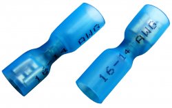 KON-6.3-Z-CS-BLUE   Konektor 6.3 żeński na przewód 1,5-2,5 niebieski termokurczliwy