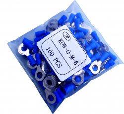 KON-O-M6-PVC-BLUE   Konektor oczkowy  M6 izolowany niebieski ×100szt.