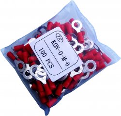 KON-O-M6-PVC-RED   Konektor oczkowy  M6 izolowany czerwony ×100szt.