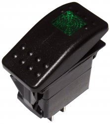 SW-CSW-3-GR   Przełącznik carling ON-OFF 2-poz 3-pin 1 LED zielony