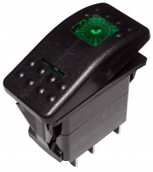 SW-CSW-8-GR   Przełącznik carling ON-OFF 2-poz 5-pin 2 LED zielone