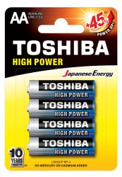 BAT-R6-0841   Bateria LR6 Toshiba Alkaline High Power; Y blister 4 szt.