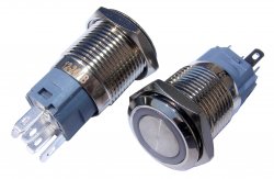 SW-PBS-33A-BLUE-P1   Przełącznik PBS-33A metalowy ON-OFF 19mm (16mm), podświetlany ring niebieski